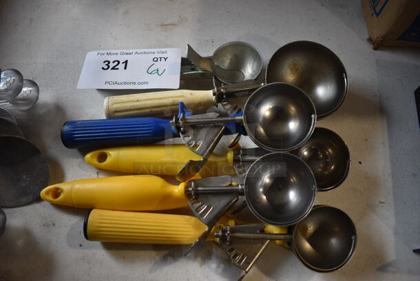 6 Various Metal Scoopers. Includes 9". 6 Times Your Bid!