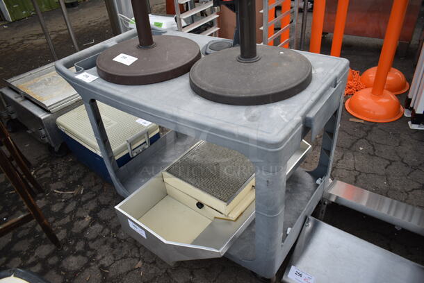 Gray Poly 2 Tier Cart on Commercial Casters.