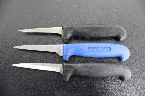 3 Sharpened Stainless Steel Paring Knives. 7", 7.5". 3 Times Your Bid!