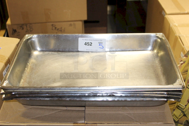 SWEET! 2-1/2" Deep Full Size Hotel Pans, Stainless Steel. 20-3/4x12-3/4x2-1/2 5x Your Bid