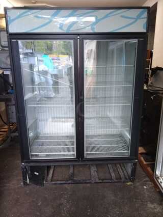 true GDM-49f - Two Section Glass Hinged Door Bottom Mounted 49 cu ft Freezer Merchandisers
