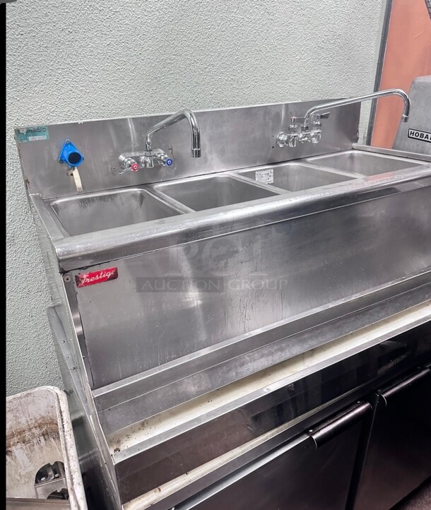Commercial Heavy Duty 48 inch Stainless Steel 4 Compartment Bar Sink NSF - Item #1117759