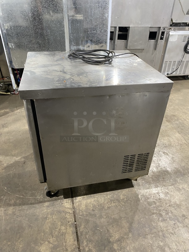 Everest ETBF1 Stainless Steel Commercial Single Door Undercounter Freezer on Commercial Casters. 115 Volts, 1 Phase. 28x32x34. Tested and Working! - Item #1127756