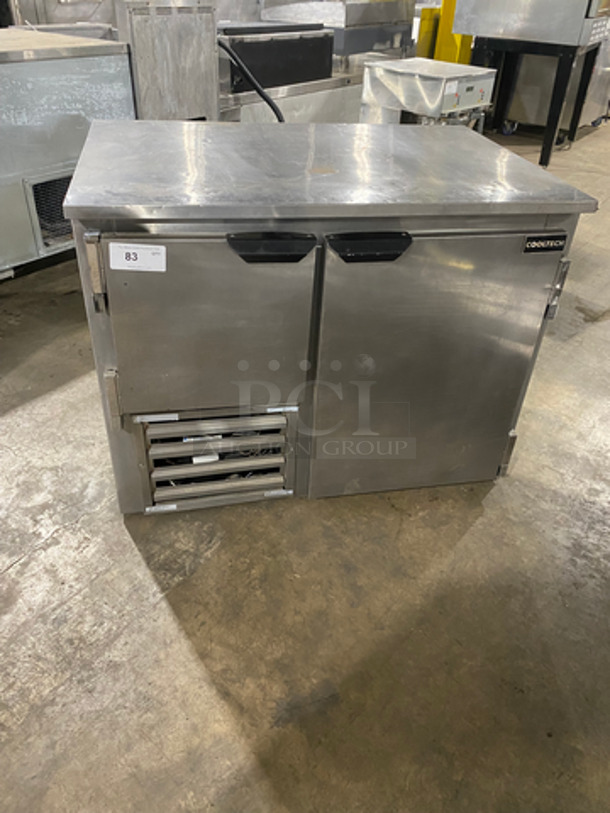 Cool Tech Commercial 2 Door Lowboy Cooler! With Pull Out Drawers! Solid Stainless Steel! Model: CUSTOM42LB SN: 113576 120V 60HZ 1 Phase