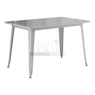 BRAND NEW SCRATCH & DENT! Lancaster Table & Seating 164DA3048SIL Alloy Series 48" x 30" Nickel Gray Standard Height Outdoor Table. In original packaging. 