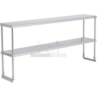 BRAND NEW SCRATCH AND DENT! Avantco 178SSDOS7118 Stainless Steel Double Deck Overshelf - 18" x 70 3/8". In original packaging. 