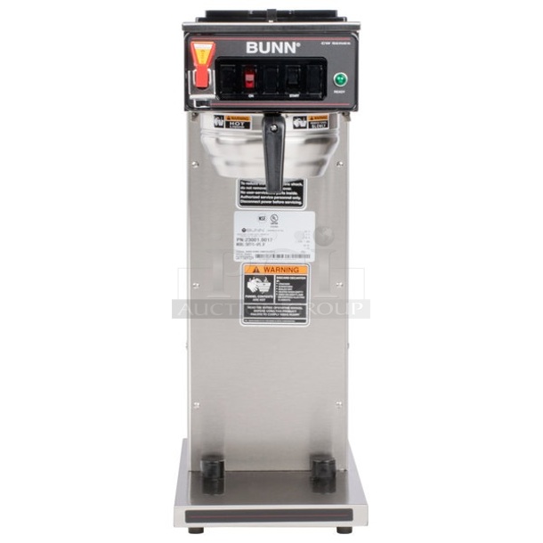 BRAND NEW SCRATCH AND DENT! 2023 Bunn 12950.0211 CWTF15 Stainless Steel Commercial Countertop 12 Cup Automatic Coffee Brewer with Upper & Lower Warmers and Hot Water Faucet. 120 Volts, 1 Phase.