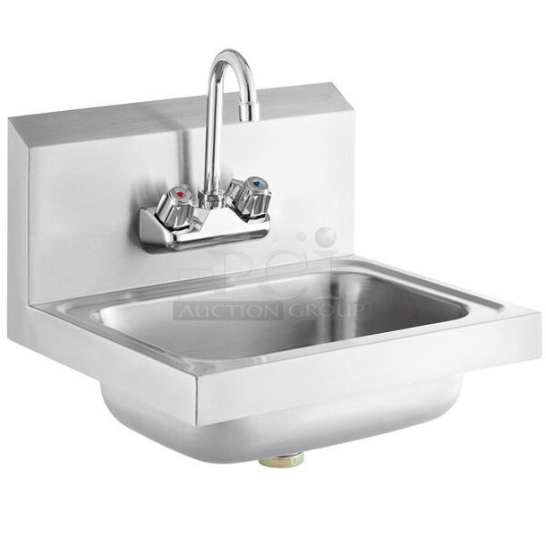 BRAND NEW SCRATCH AND DENT! Steelton 522HS1715 17" x 15" Wall Mounted Hand Sink with Gooseneck Faucet