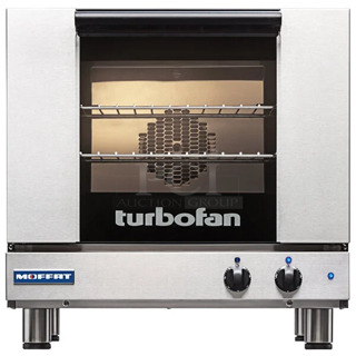 BRAND NEW SCRATCH AND DENT! Moffat E23M3 Turbofan Stainless Steel Single Deck Half Size Electric Convection Oven with Mechanical Controls. 220-240 Volts, 1 Phase.