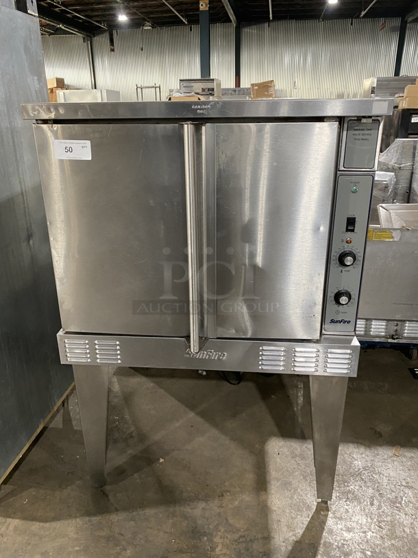 Nice! SUNFIRE Commercial Natural Gas Powered Stainless Steel Powered Convection Oven On Legs! W/ Metal Racks! Model SCOGS10! - Item #1126233
