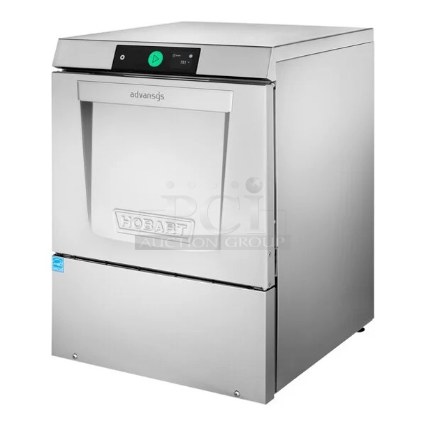 Hobart LXNR-1 Advansys High Temperature Undercounter Dishwasher with Energy Recovery - 120/208-240V. 23-15/16x26-3/4x33-1/4. Damage to external glass on bottom right corner. - Item #1124898