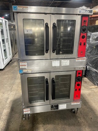 Vulcan Commercial Natural Gas Powered Double Deck Convection Oven! All Stainless Steel! On Casters! Model: VC4GD-SEFCCC5 SN: 482010970!