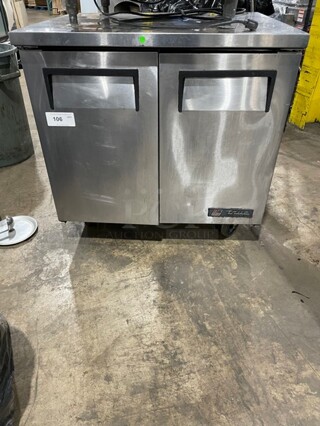 True Commercial 2 Door Lowboy/Worktop Cooler! All Stainless Steel! On Casters! Model: TUC36 SN: 8710930! 115V 60HZ 1 Phase!