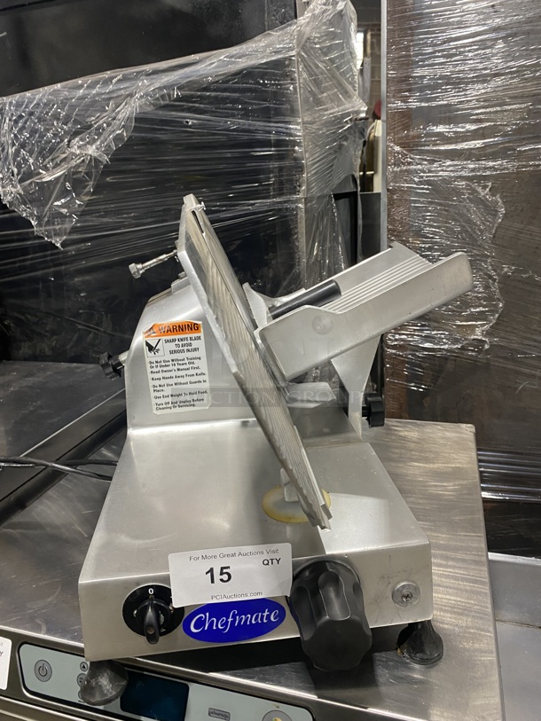 Chefmate Commercial Countertop Deli Meat Slicer! All Stainless Steel! Model GC 12 SN:134483! 115V 1Phase!