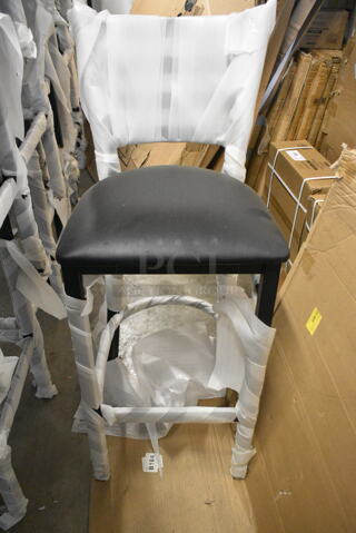 19 BRAND NEW SCRATCH AND DENT! Lancaster Table & Seating 164BMTLADFR Black Metal Bar Height Ladder Back Seat. 19 Times Your Bid! 