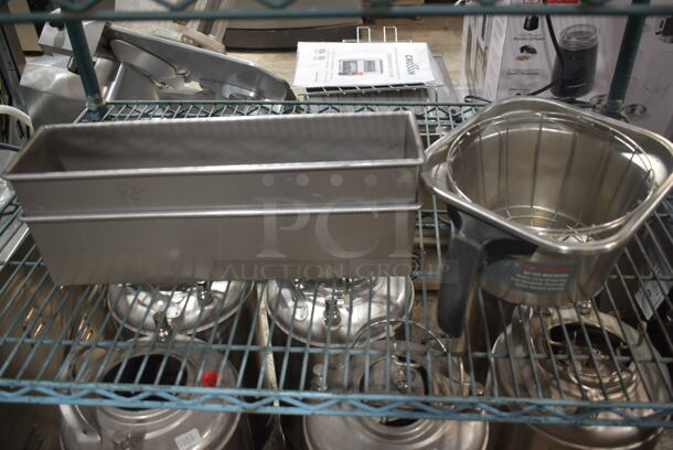 ALL ONE MONEY! Lot of 2 Single Loaf Baking Pans and Metal Brew Basket