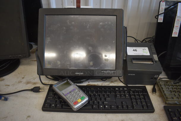 Posiflex 15" POS Monitor, Epson Model M244A Receipt Printer, Verifone Credit Card Reader and Keyboard