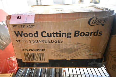 Box of 6 BRAND NEW SCRATCH AND DENT! 407WCB1812 Choice 18" x 12" x 1 3/4" Wood Cutting Board with Squared Edges