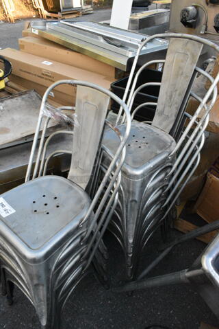 9 Metal Tolix Style Chairs. 9 Times Your Bid! 