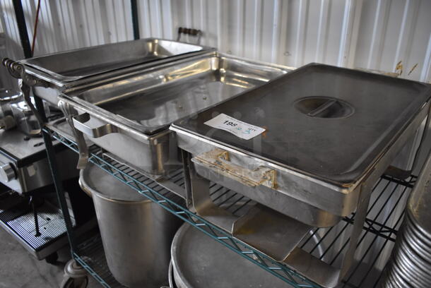 ALL ONE MONEY! 3 Various Metal Chafing Dishes. Includes 13x25x9