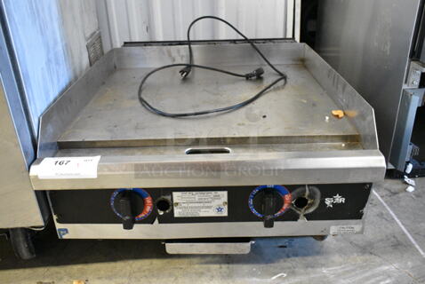 Star 624TA Stainless Steel Commercial Countertop Natural Gas Powered Flat Top Griddle. 20,000 BTU. 