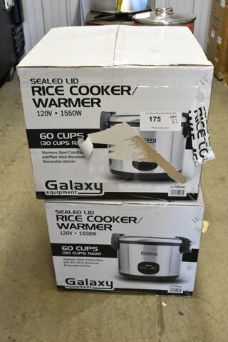 2 BRAND NEW SCRATCH AND DENT! Galaxy 177GRCS60 60 Cup (30 Cup Raw) Sealed Electric Rice Cooker / Warmer. 120 Volts, 1 Phase. 2 Times Your Bid! 