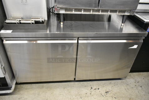 Avantco 178SSUC60RHC Stainless Steel Commercial 2 Door Undercounter Cooler on Commercial Casters. 115 Volts, 1 Phase. 