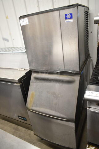 Manitowoc SY0424A Stainless Steel Commercial Ice Head on Manitowoc B320 Commercial Ice Bin. 115 Volts, 1 Phase. 