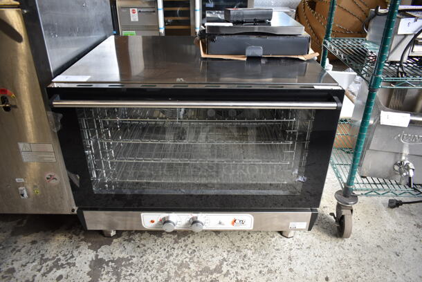 BRAND NEW SCRATCH AND DENT! Cooking Performance Group CPG 351COFT4M Stainless Steel Commercial Countertop Electric Powered Full Size Convection Oven w/ View Through Door and Metal Oven Racks. 208-240 Volts. Tested and Working!