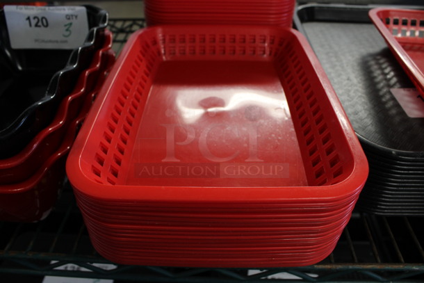 24 Red Poly Food Baskets. 7.75x10.75x1.5. 24 Times Your Bid!