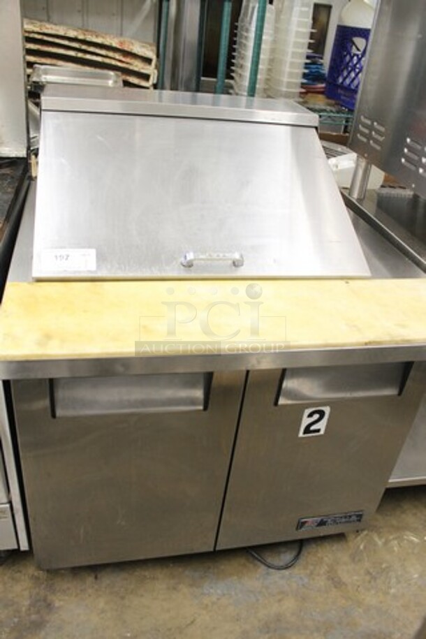 True TSSU-36-12M-B Stainless Steel Commercial Sandwich Salad Prep Table Bain Marie Mega Top. 115 Volts, 1 Phase. Cannot Test Due To Damaged Plug