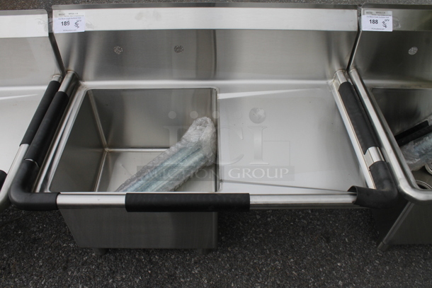 BRAND NEW SCRATCH AND DENT! Mixrite MRSA-1-R Stainless Steel Commercial Single Bay Sink w/ Right Side Drain Board and Legs. Bay 18x18. Drain Board 16x20