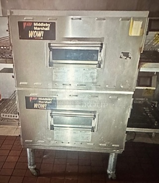 Middleby Marshall Natural Gas Conveyor Pizza Oven On Casters. Model# PS840G. Working When Removed. 78X57. 2XBID. You Will Receive 1 Double Stack Unit.