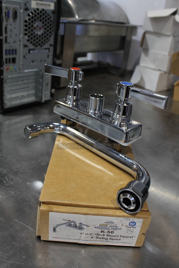 2 BRAND NEW IN BOX! Advance Tabco K-50 Stainless Steel Faucet w/ Handles. 2 Times Your Bid!