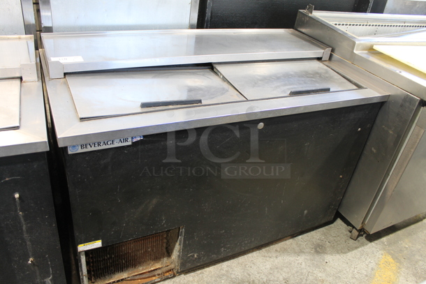 Beverage Air DDW49-B Stainless Steel Commercial Back Bar Bottle Cooler w/ 2 Sliding Lids. 115 Volts, 1 Phase. Tested and Powers On But Does Not Get Cold
