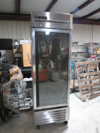 One WORKING True Glass Door refrigerator With 3 Racks On Casters. Model# T-23G. 115 Volt. 27X30X82. $4244.40.