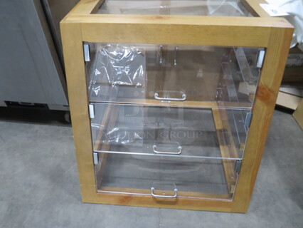 One Wooden/Acrylic Pastry Display Case. 22X22X22