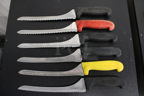 6 Sharpened Stainless Steel Serrated Knives. Includes 14". 6 Times Your Bid!