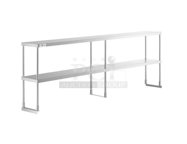 BRAND NEW SCRATCH AND DENT! Regency 600DOS1296 Stainless Steel 2 Tier Over Shelf. Stock Picture Used as Gallery.