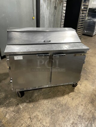 Beverage Air Commercial Refrigerated Sandwich Prep Table! With 2 Door Storage Space Underneath! All Stainless Steel! On Casters! Model: SP4812! 115V 1Phase!