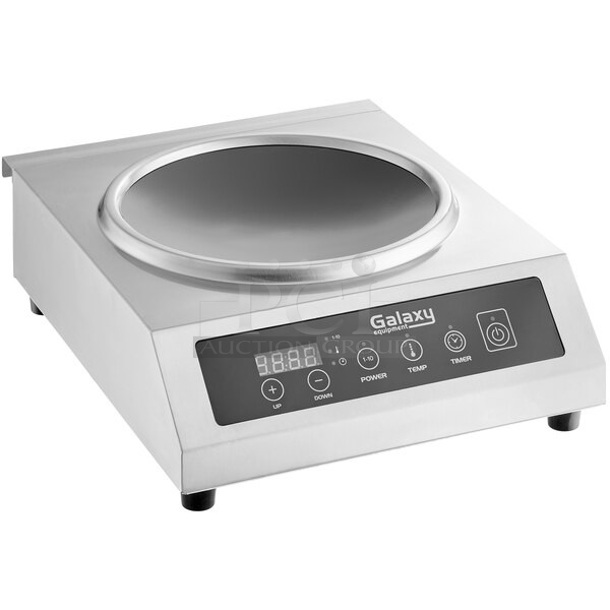 BRAND NEW SCRATCH AND DENT! Galaxy 177GIWC18 Stainless Steel Countertop Wok Induction Range / Cooker. 120 Volts, 1 Phase. 
