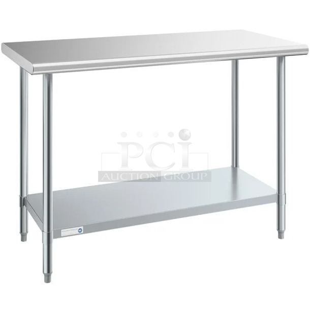 BRAND NEW SCRATCH AND DENT! Steelton 522ETSG2448 Stainless Steele Commercial Table w/ Under Shelf.