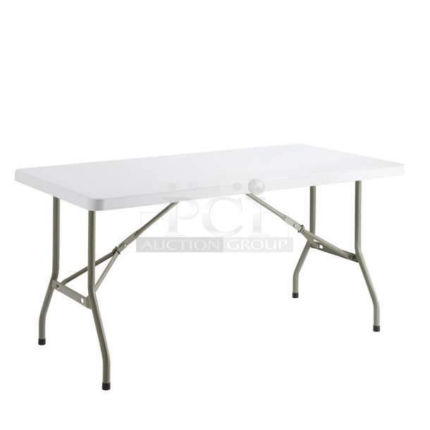 BRAND NEW SCRATCH AND DENT! Lancaster Table & Seating 384YCZ6030 30" x 60" Heavy-Duty Granite White Plastic Folding Table