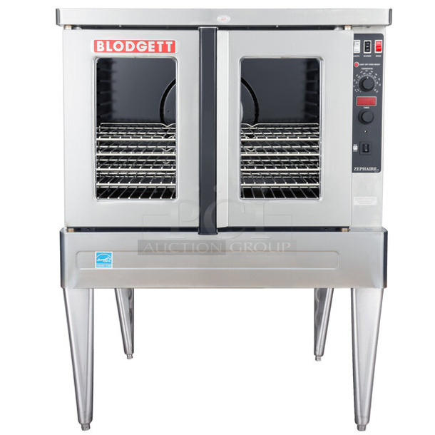 BRAND NEW! Blodgett SHO-100-E Stainless Steel Commercial Electric Powered Full Size Convection Oven w/ View Through Doors, Metal Oven Racks and Thermostatic Controls. Does Not Have Legs. 208 Volts, 3 Phase. 