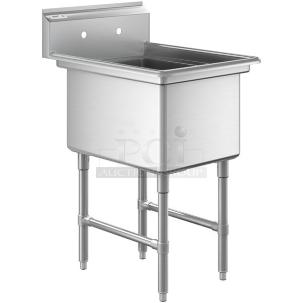 BRAND NEW SCRATCH AND DENT! Regency 600S11824 23" 16 Gauge Stainless Steel One Compartment Commercial Sink with Stainless Steel Legs and Cross Bracing - 18" x 24" x 14" Bowl