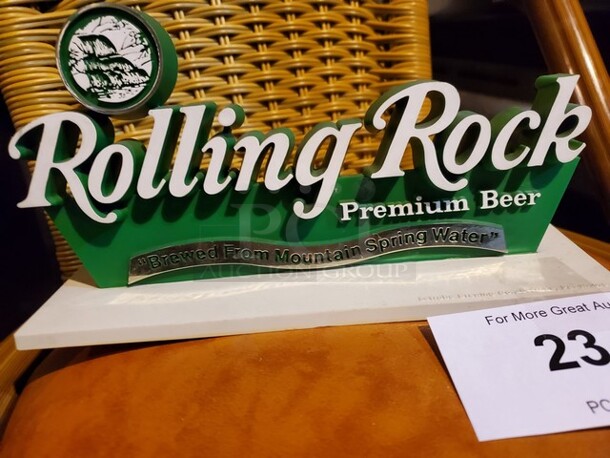 "Rolling Rock" sign