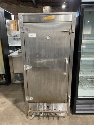 All Stainless Steel Commercial Natural Gas Powered Vertical Upright Smoker! On Legs!