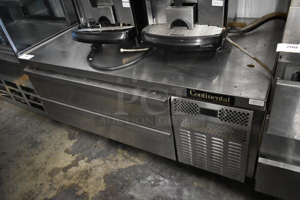 Continental Stainless Steel Commercial 2 Drawer Chef Base on Commercial Casters. 115 Volts, 1 Phase. Tested and Working!