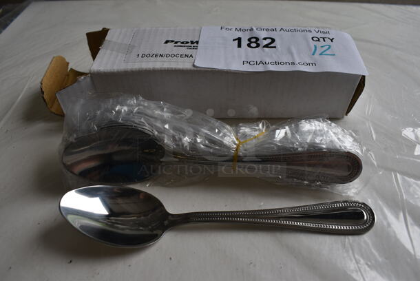 12 BRAND NEW IN BOX! ProWare 15937 Stainless Steel MW Bouillon Spoons. 6.5". 12 Times Your Bid!