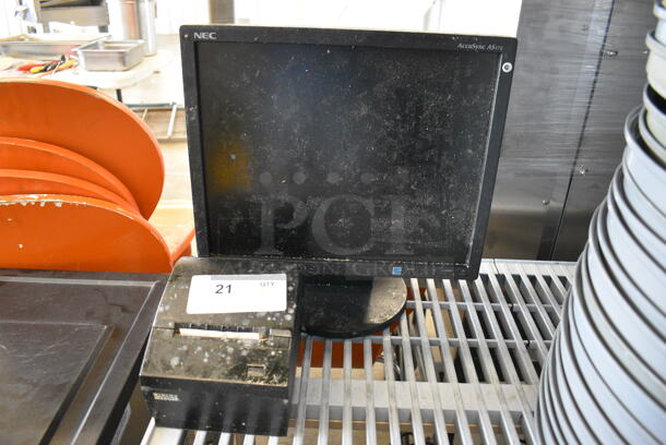 NEC AccuSync AS172 17" Computer Monitor and Wincoh Receipt Printer